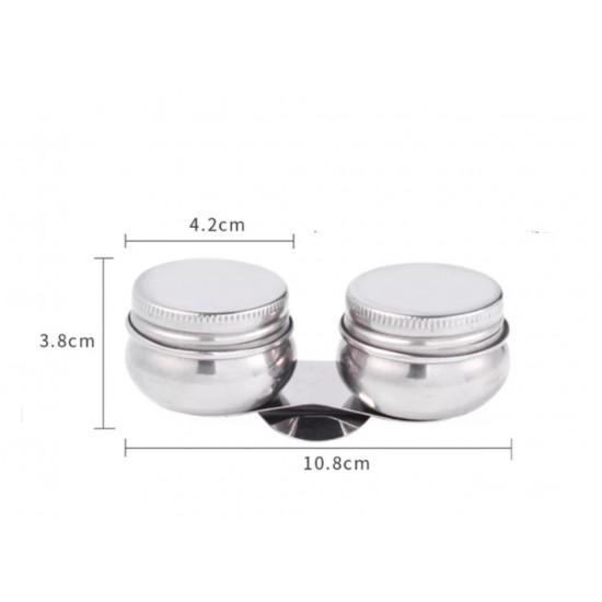 Stainless Steel Drum Painting Palette Oil Paint Pot Double Hole Dipper Easy Clean